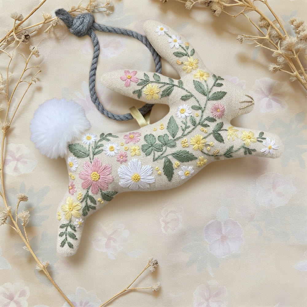 Rubbyoo Rabbit Embroidery Kit - Colorful Floral Cluster | Beginner-Friendly Craft | Exquisite Hanging Pendant - image 2