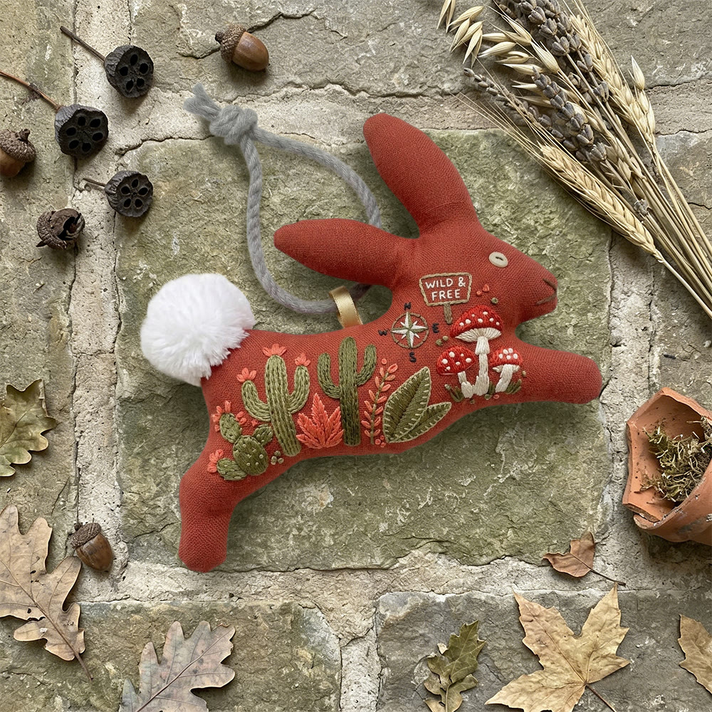 Rubbyoo Rabbit Embroidery Kit - Cactus And Mushroom | Easy Craft Project | Cool Hanging Charm - image 6