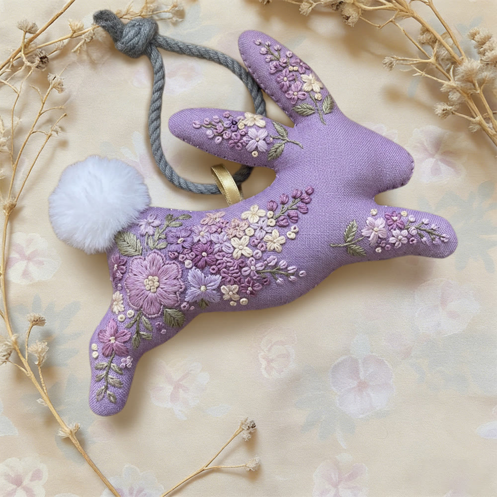 Rubbyoo Rabbit Embroidery Kit - Lavender And Peony | Relaxing Handcraft | Perfect Gifting Ornament - image 2