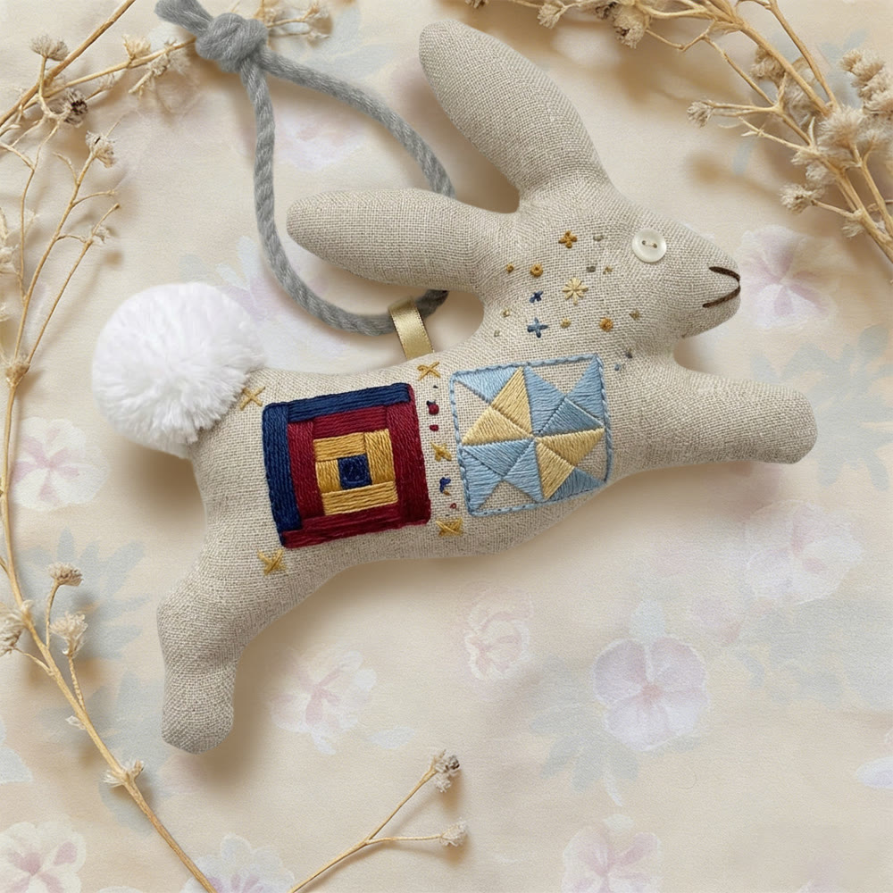 Rubbyoo Rabbit Embroidery Kit - Block Design | Lovely Bunny Art | Creative Hanging Decor - image 2