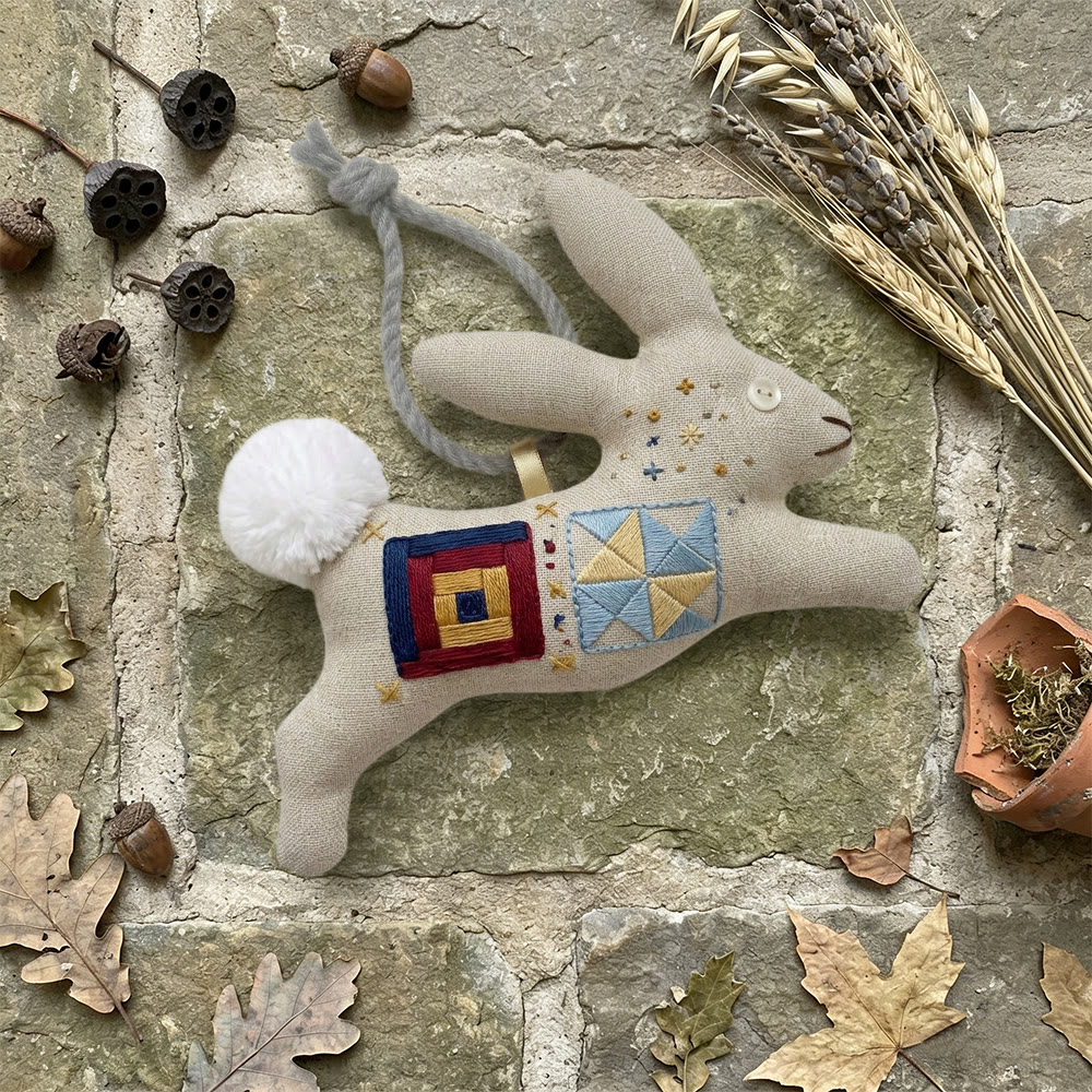 Rubbyoo Rabbit Embroidery Kit - Block Design | Lovely Bunny Art | Creative Hanging Decor - image 4