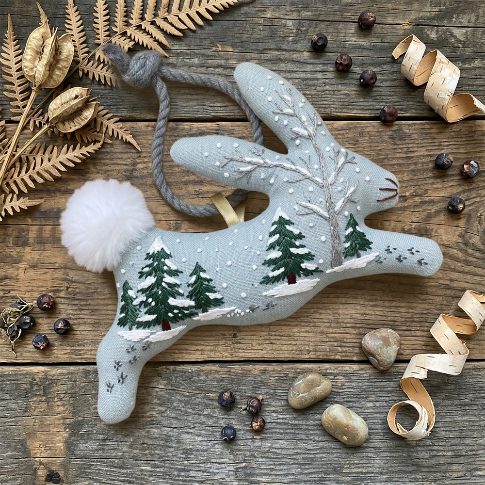 Rubbyoo Rabbit Embroidery Kit - Snowy Forest | Handmade Bunny Decoration | Diy Stuffed Animal - image 3
