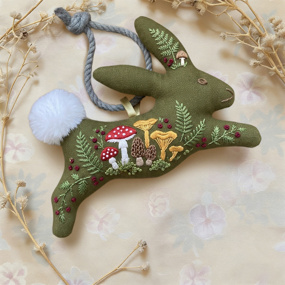 Rubbyoo Rabbit Embroidery Kit - Mushroom | Botanical Handmade Craft | Diy Rabbit Ornaments - image 5