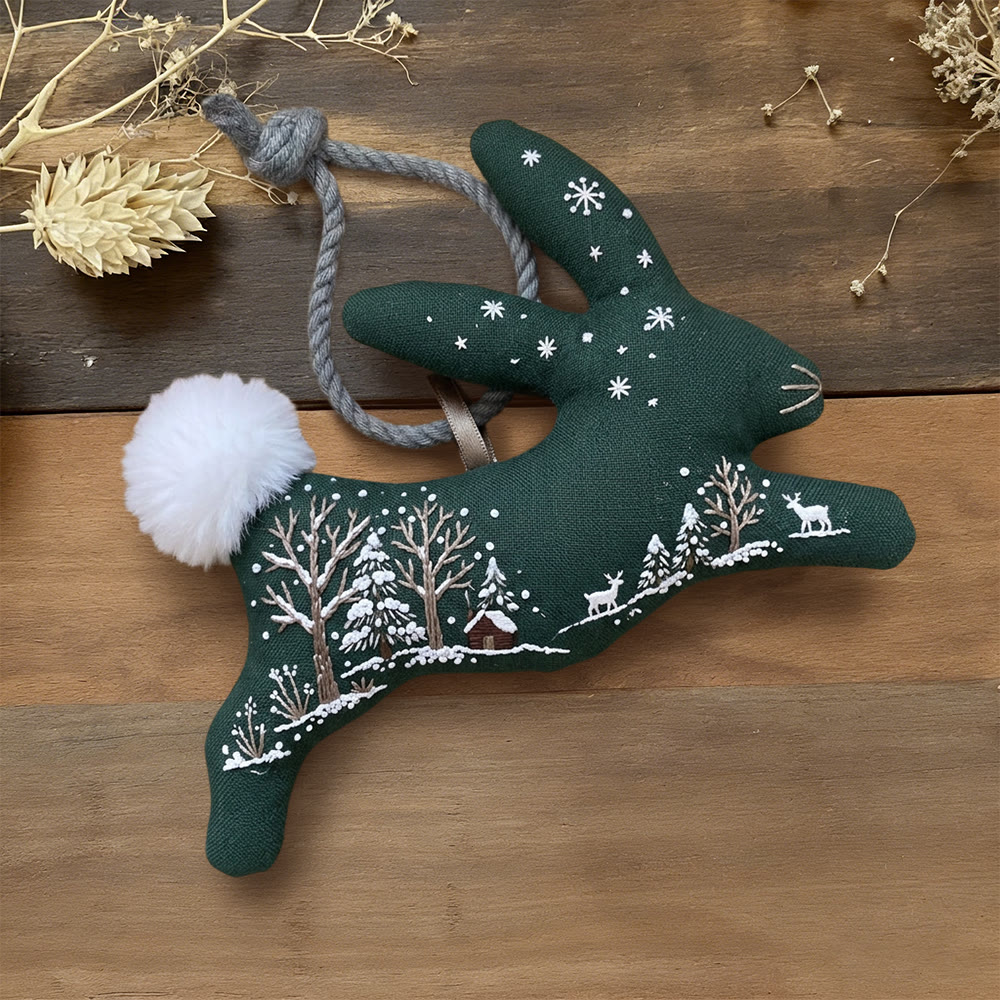 Rubbyoo Rabbit Embroidery Kit - Winter View | Adorable Animal Art | Unique Easter Day Gift - 6 inches hoop kit - image 1