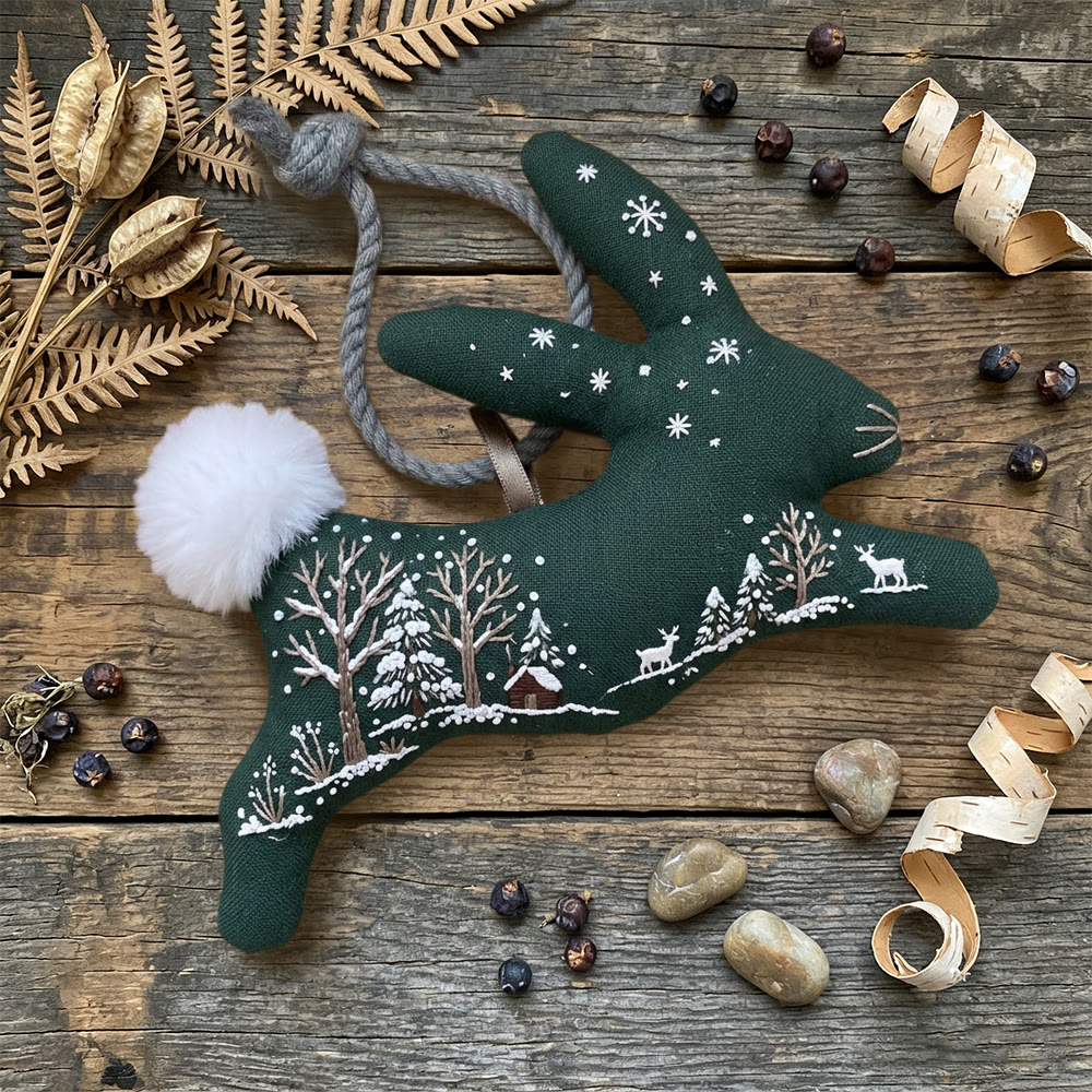 Rubbyoo Rabbit Embroidery Kit - Winter View | Adorable Animal Art | Unique Easter Day Gift - image 3