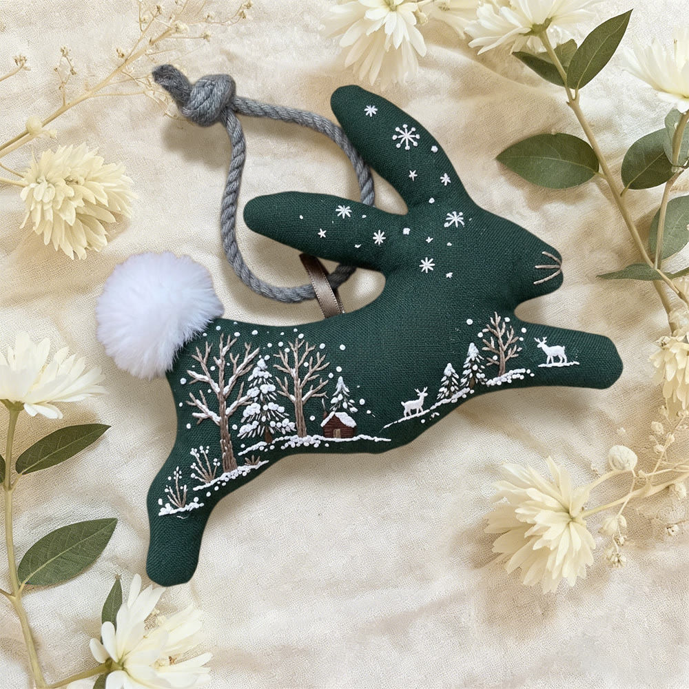 Rubbyoo Rabbit Embroidery Kit - Winter View | Adorable Animal Art | Unique Easter Day Gift - image 2