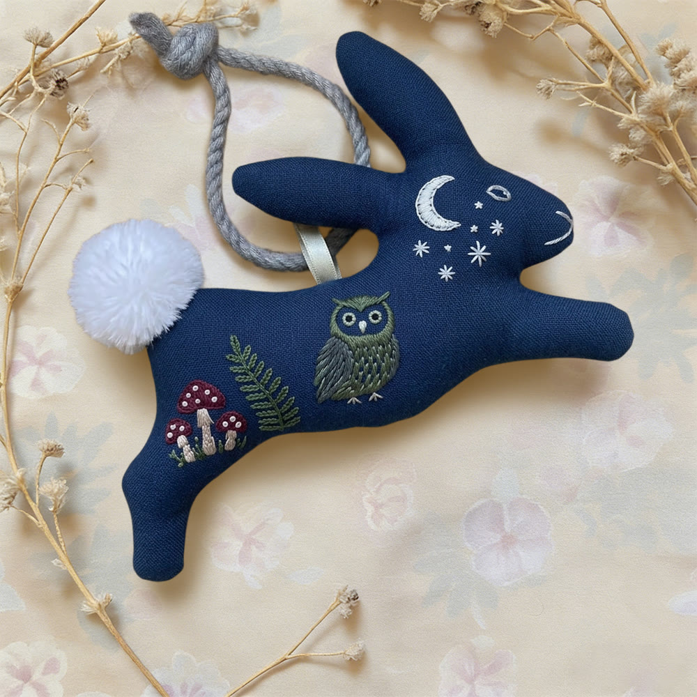 Rubbyoo Rabbit Embroidery Kit - Night Owl And Crescent Moon | Breezy Diy | Sweet Handmade Treasure - image 2