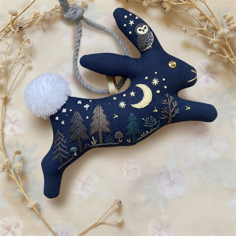 Rubbyoo Rabbit Embroidery Kit - Moon Owl And Forest | Simple Handwork | Ideal Festival Gift - image 2
