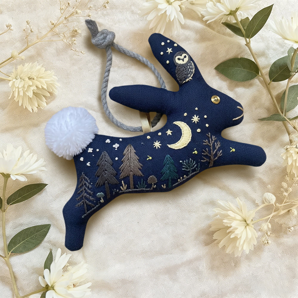 Rubbyoo Rabbit Embroidery Kit - Moon Owl And Forest | Simple Handwork | Ideal Festival Gift - image 3