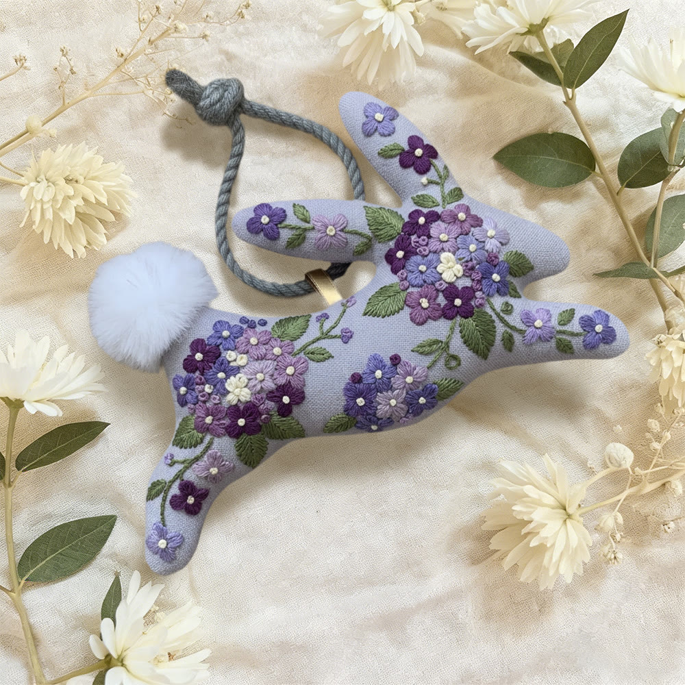 Rubbyoo Rabbit Embroidery Kit - Purple Floral Bouquet | Relaxing Craft | Top Gifting Choice - image 3