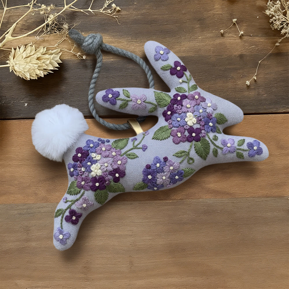 Rubbyoo Rabbit Embroidery Kit - Purple Floral Bouquet | Relaxing Craft | Top Gifting Choice - 6 inches hoop kit - image 1
