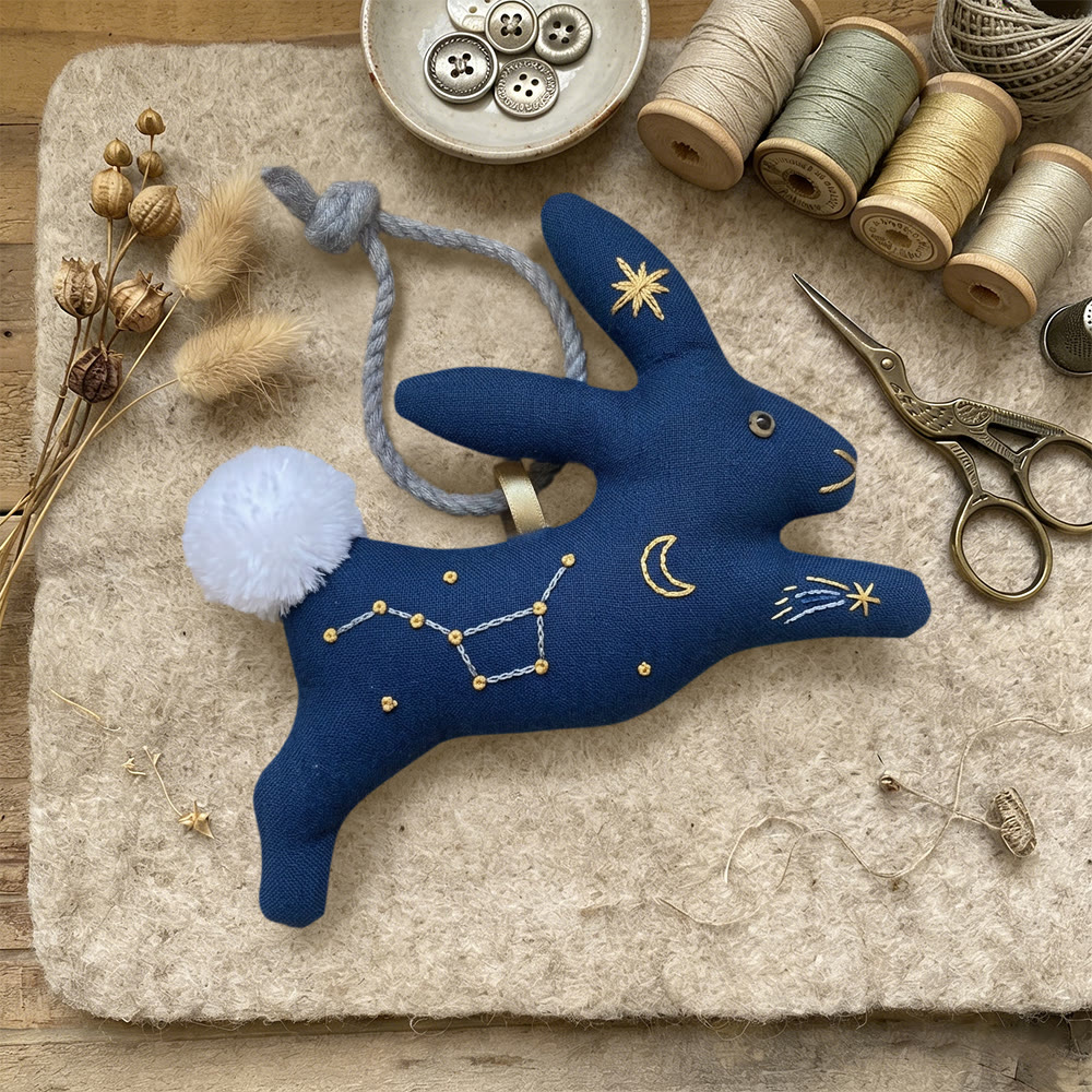 Rubbyoo Rabbit Embroidery Kit - Star Constellation And Moon | Novice-friendly Diy | Magical Room Decor - image 3