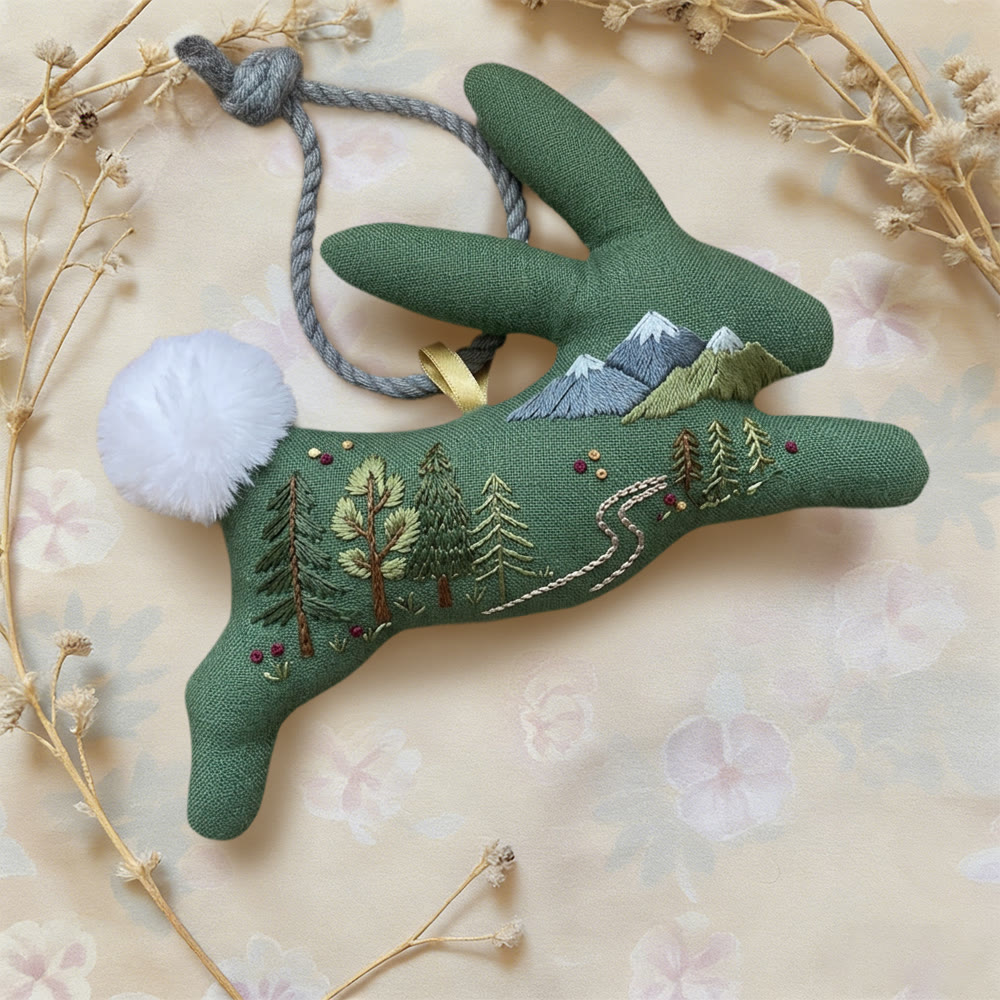 Rubbyoo Rabbit Embroidery Kit - Mountain River Landscape | Accessible Craft | Scenic Nook Token - image 2