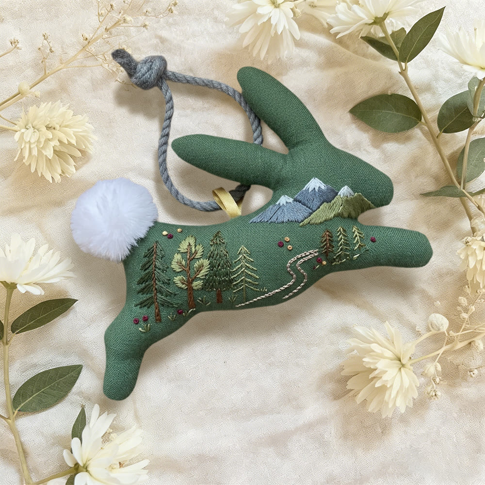 Rubbyoo Rabbit Embroidery Kit - Mountain River Landscape | Accessible Craft | Scenic Nook Token - image 3