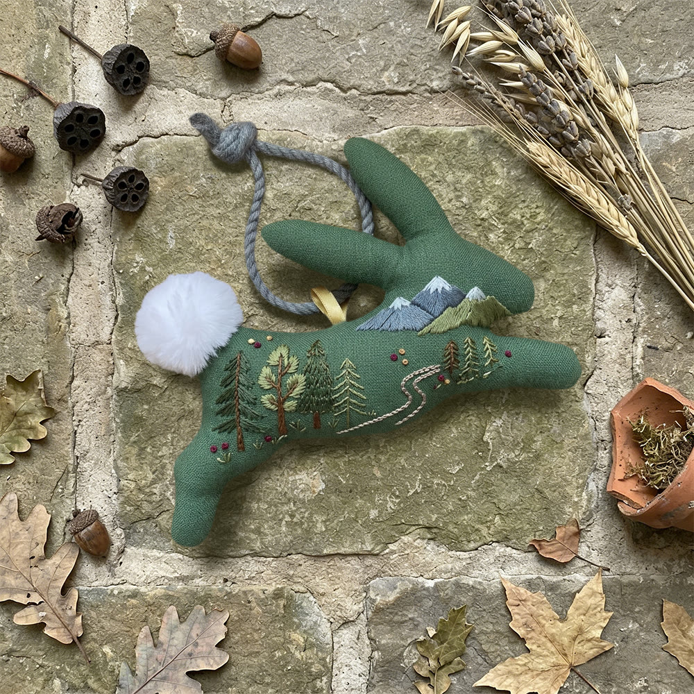 Rubbyoo Rabbit Embroidery Kit - Mountain River Landscape | Accessible Craft | Scenic Nook Token - image 6