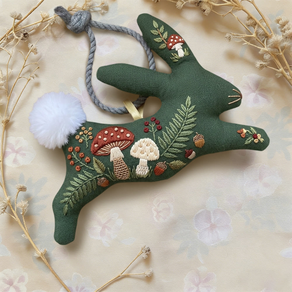 Rubbyoo Rabbit Embroidery Kit - Mushroom And Fern Grove | Cozy Diy | Whimsical Basket Surprise - image 2