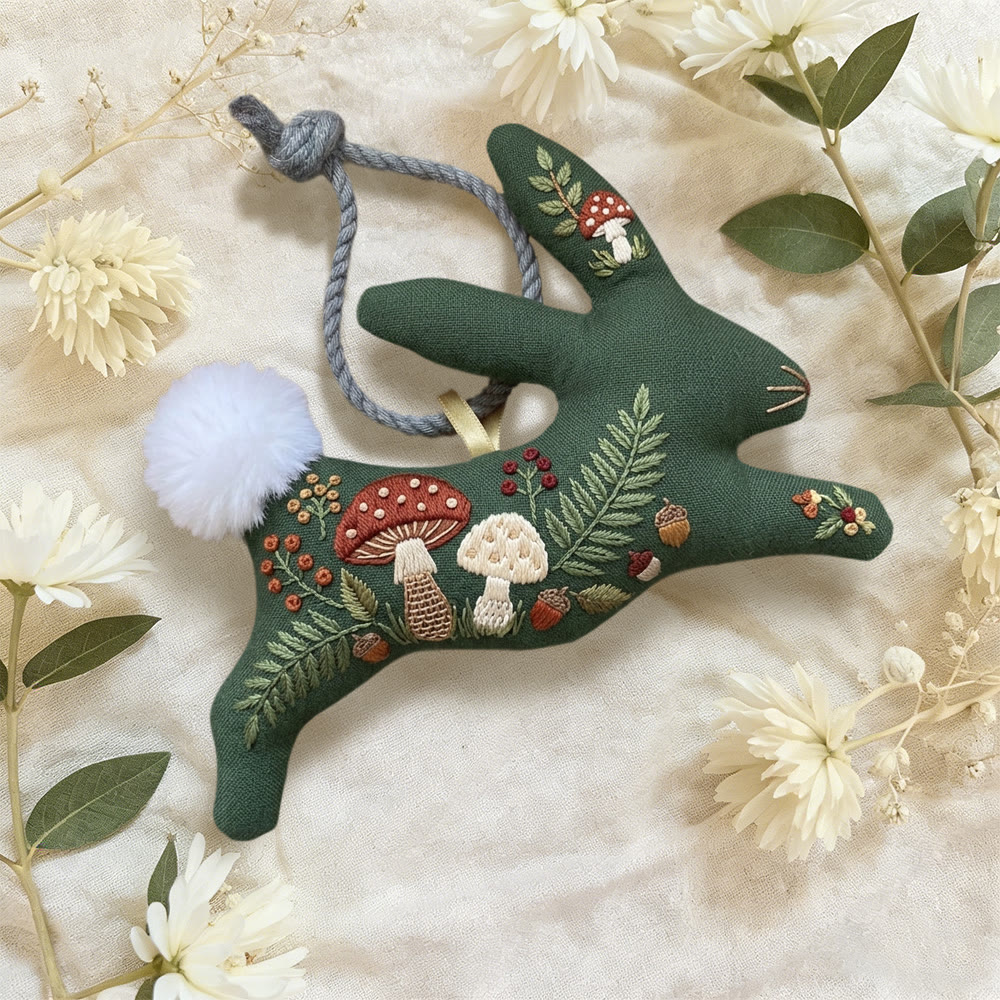 Rubbyoo Rabbit Embroidery Kit - Mushroom And Fern Grove | Cozy Diy | Whimsical Basket Surprise - image 4