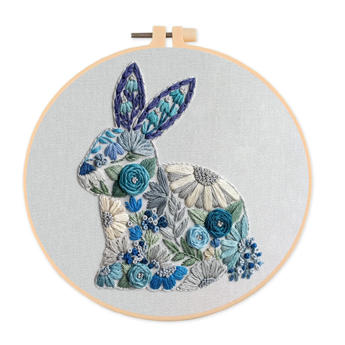 Rubbyoo Embroidery Kit - Spring Bunny | Beginner Animal Kit | Diy Sewing Project - 20*20cm - image 1