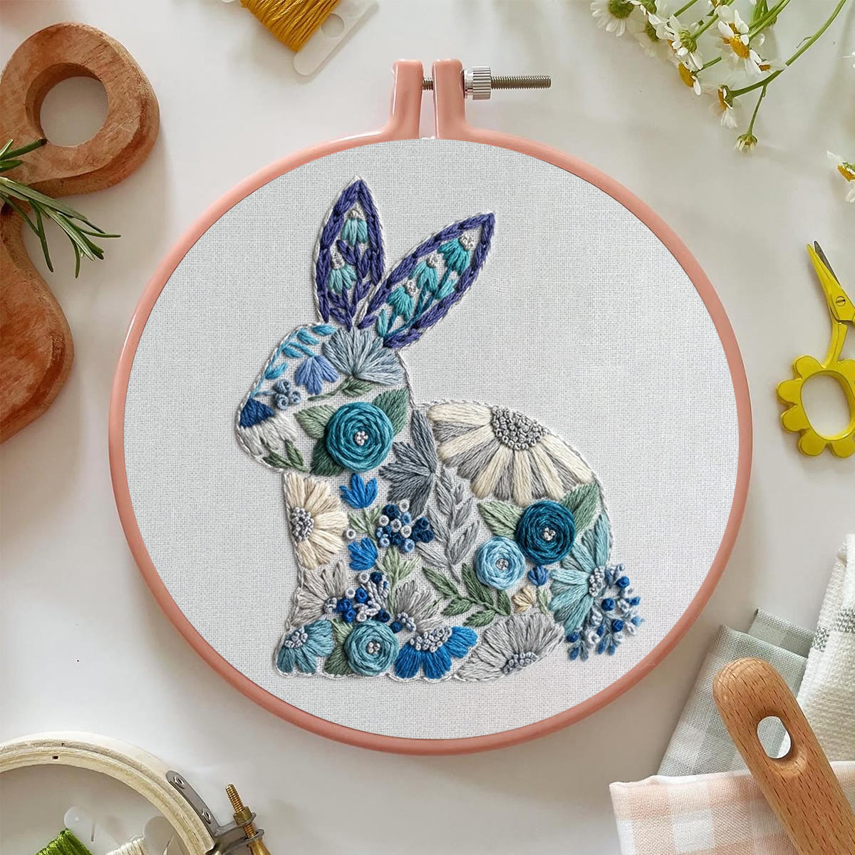 Rubbyoo Embroidery Kit - Spring Bunny | Beginner Animal Kit | Diy Sewing Project - image 2