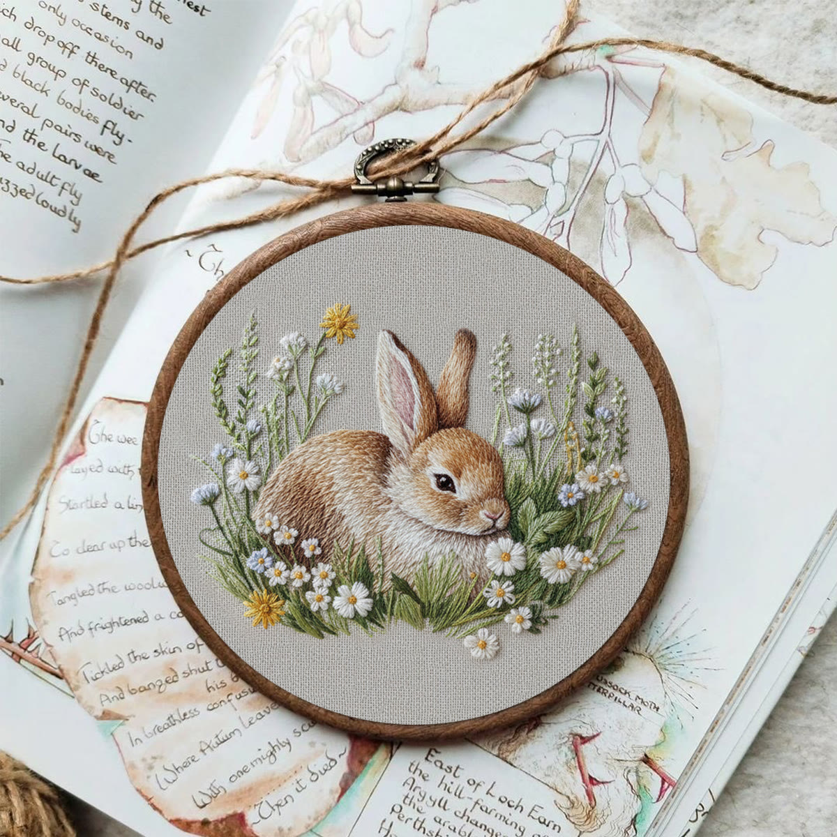 Rubbyoo Embroidery Kit - Rabbit In The Grass | Modern Beginner Craft |  Cute Hoop Art - image 2