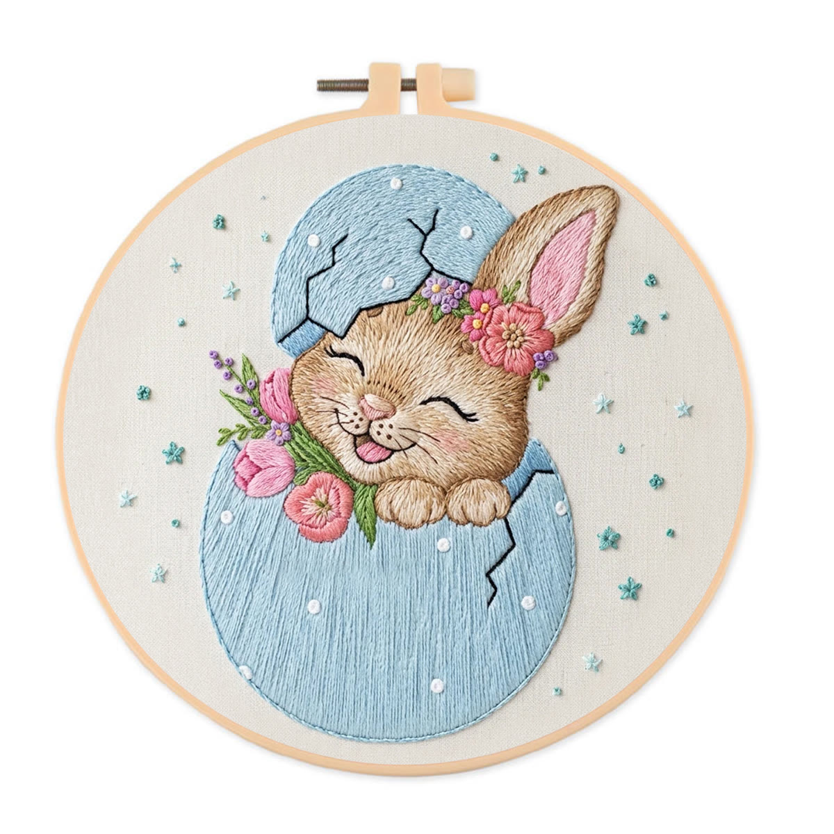 Rubbyoo Embroidery Kit - Easter Bunny | Embroidery Rabbit Pattern | Diy Spring Decoration - 20*20cm - image 1