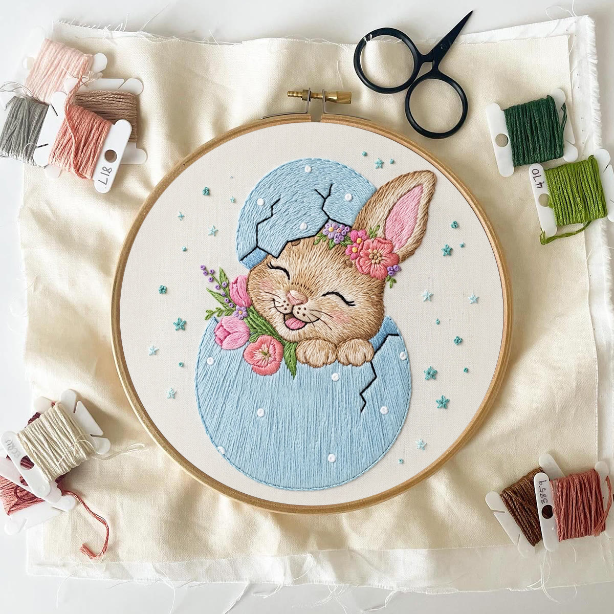 Rubbyoo Embroidery Kit - Easter Bunny | Embroidery Rabbit Pattern | Diy Spring Decoration - image 6