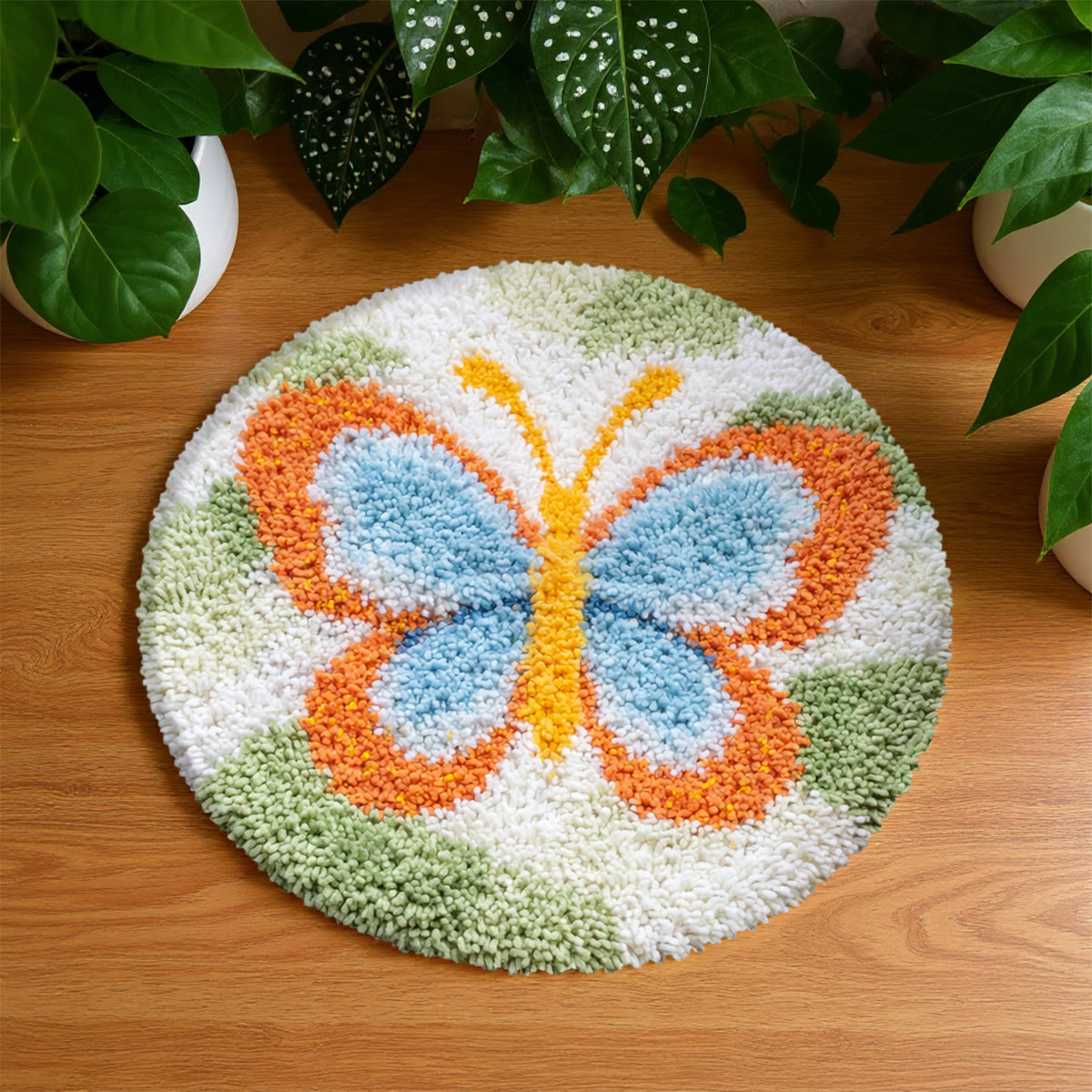 Rubbyoo Latch Hook Rug Kit - Brilliant Butterfly | Diy Yarn Craft | Easy Handmade Carpet - 48×48cm - image 1