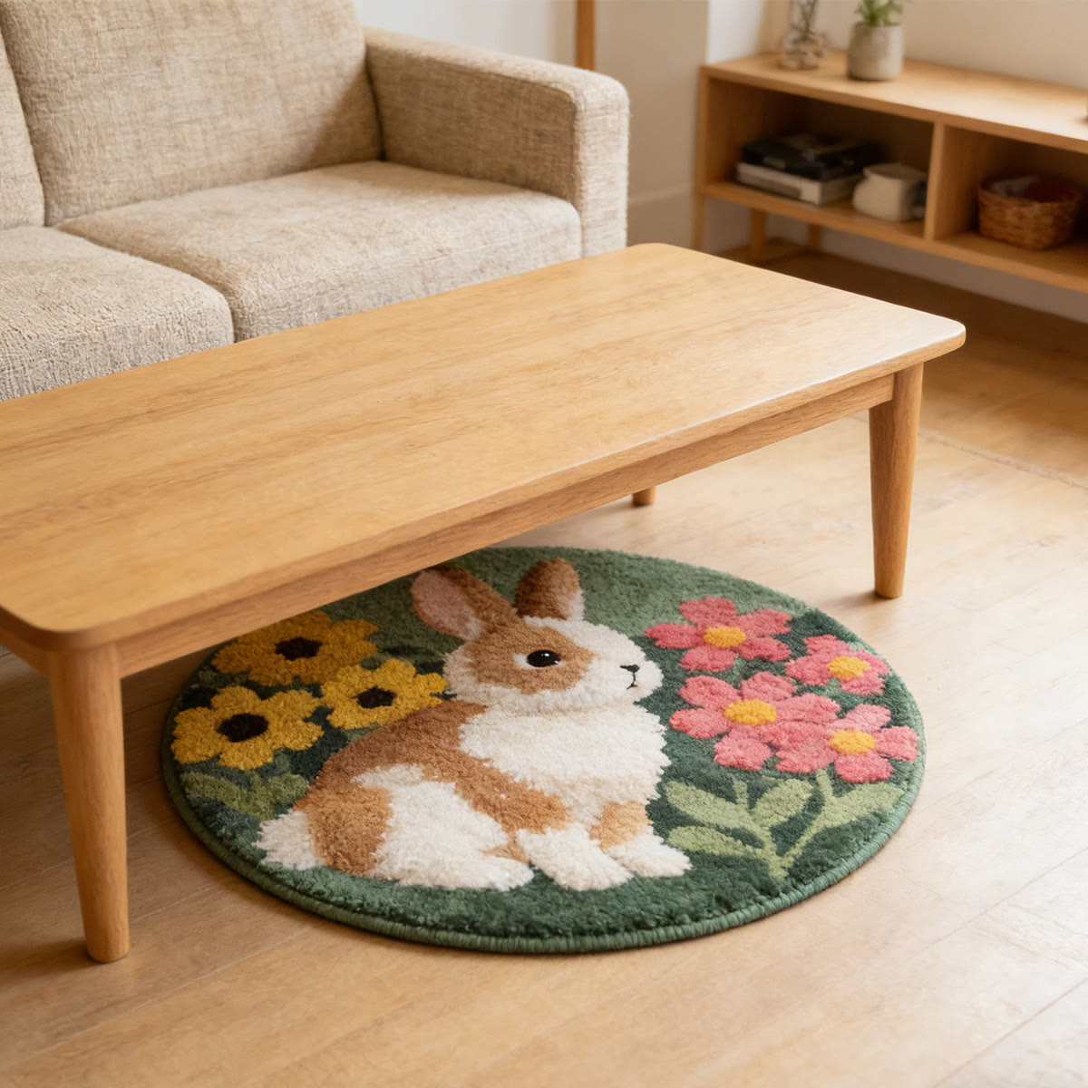 Rubbyoo Latch Hook Rug Kit - Rabbit With Flower | Easy Beginner Craft | Diy Handmade Carpet - image 2