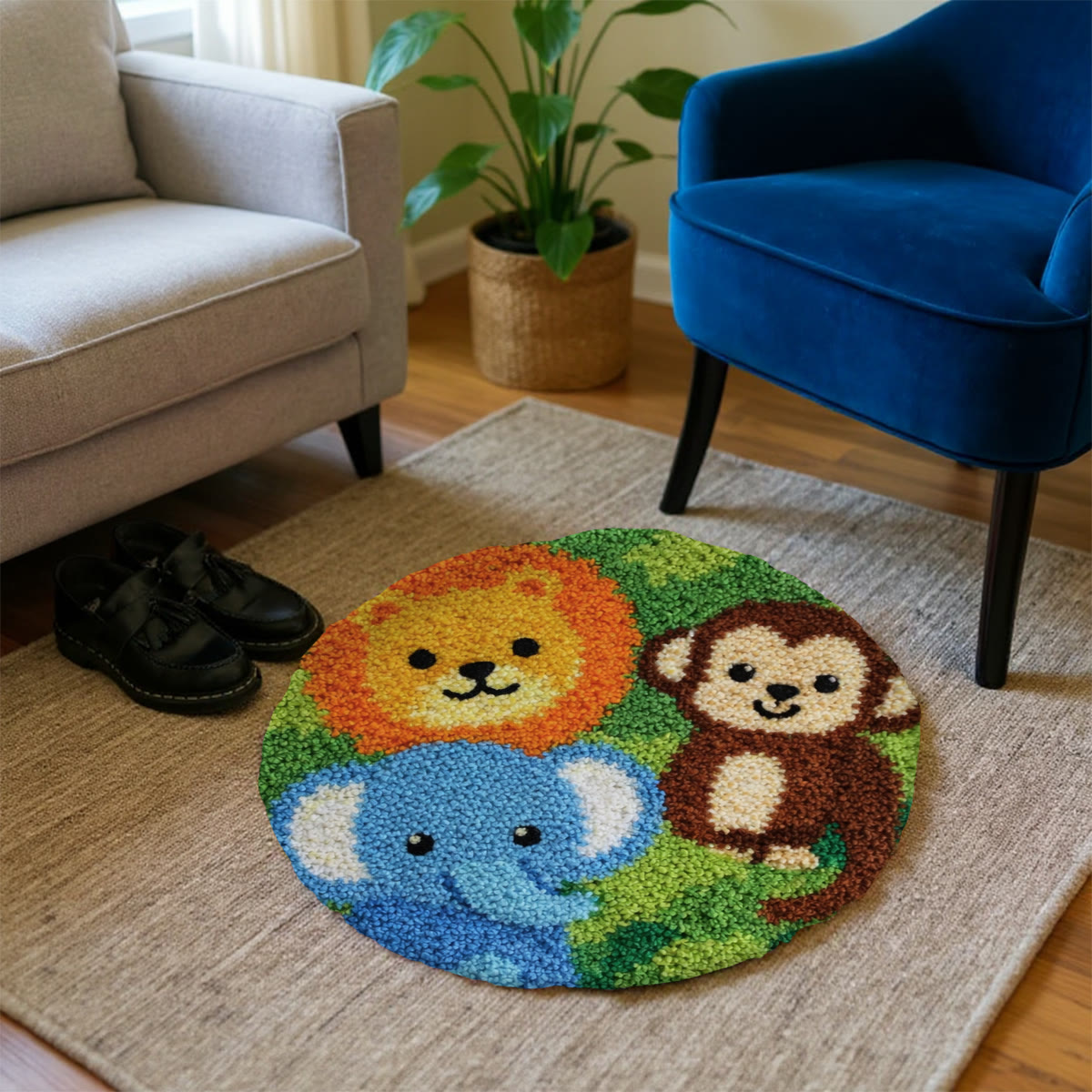 Rubbyoo Latch Hook Rug Kit - Zoo Party | Ideal Handmade Gift | Beginner-friendly Home Ornament - image 2