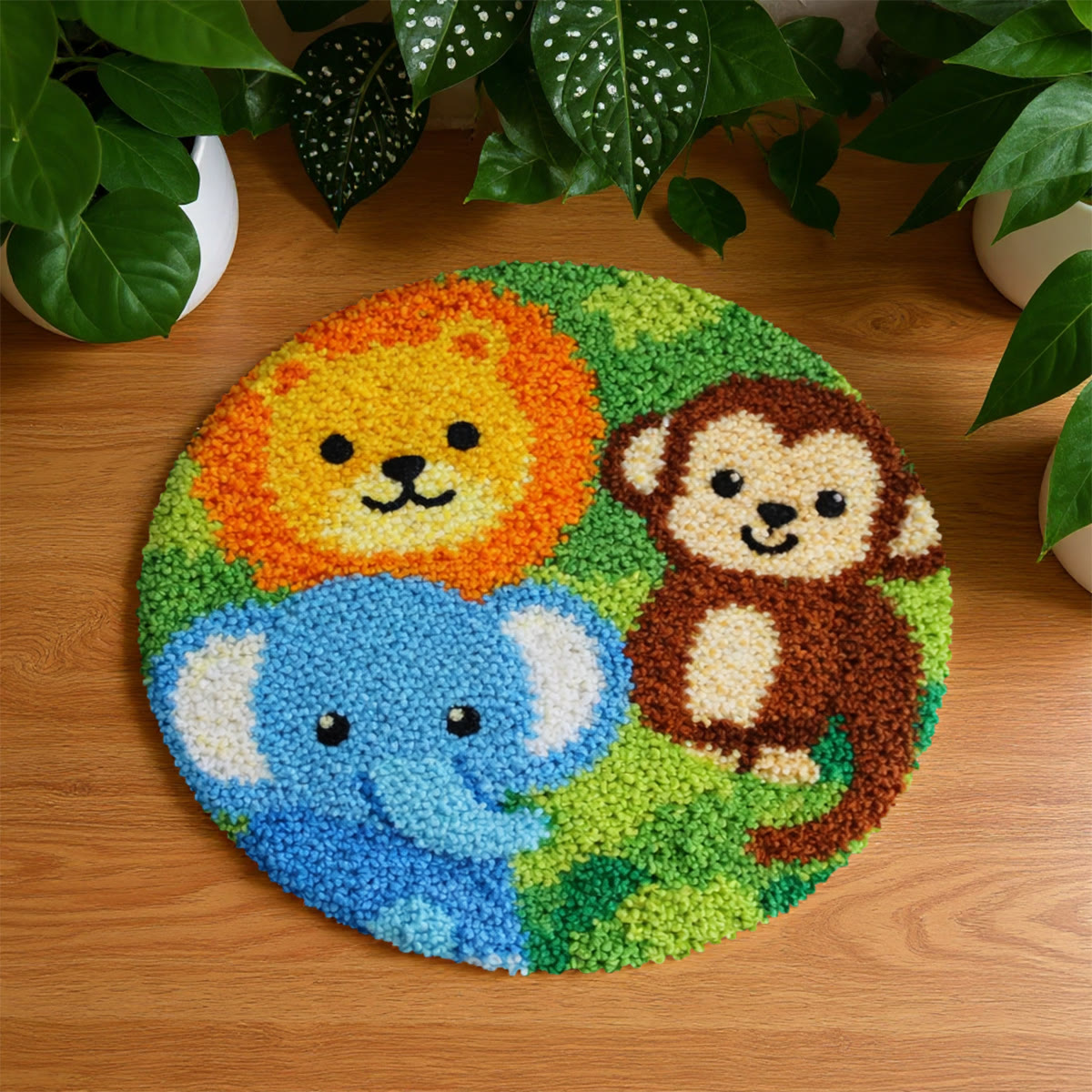 Rubbyoo Latch Hook Rug Kit - Zoo Party | Ideal Handmade Gift | Beginner-friendly Home Ornament - 48×48cm - image 1