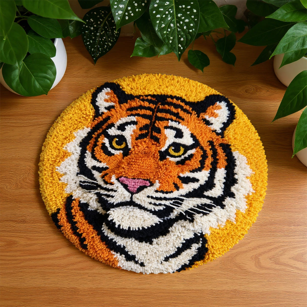 Rubbyoo Latch Hook Rug Kit - Fierce Tiger | Diy Animal Craft | Perfect Birthday Gift  - 48×48cm - image 1