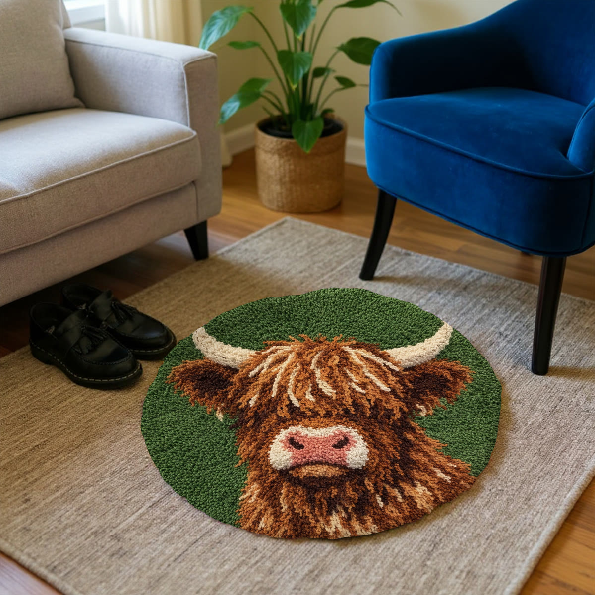Rubbyoo Latch Hook Rug Kit - Fuzzy Highland Cow | Handmade Floor Mats | Unique Home Decor - image 3