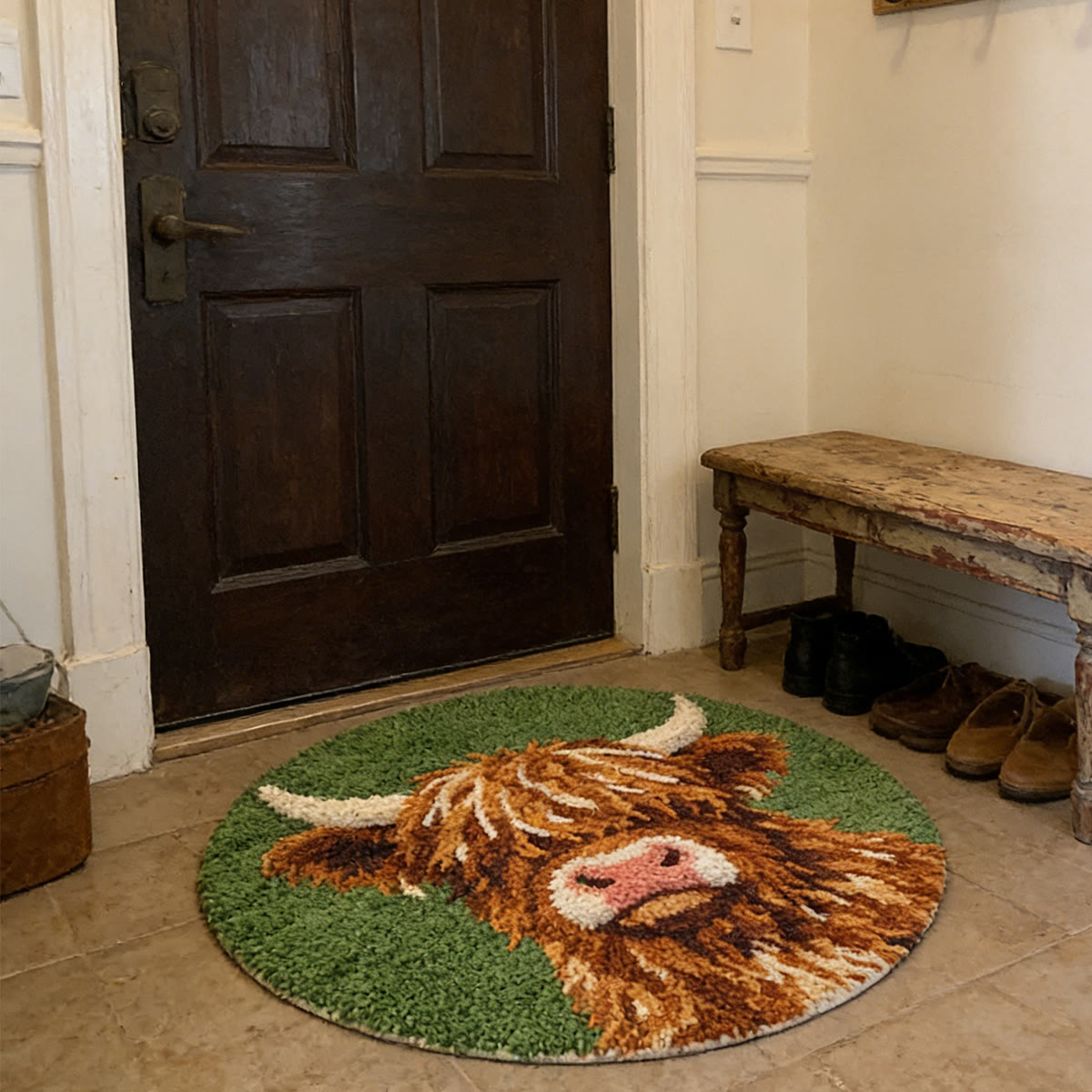 Rubbyoo Latch Hook Rug Kit - Fuzzy Highland Cow | Handmade Floor Mats | Unique Home Decor - image 2