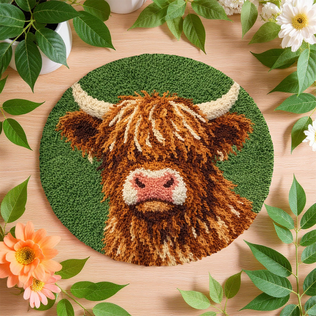 Rubbyoo Latch Hook Rug Kit - Fuzzy Highland Cow | Handmade Floor Mats | Unique Home Decor - image 7