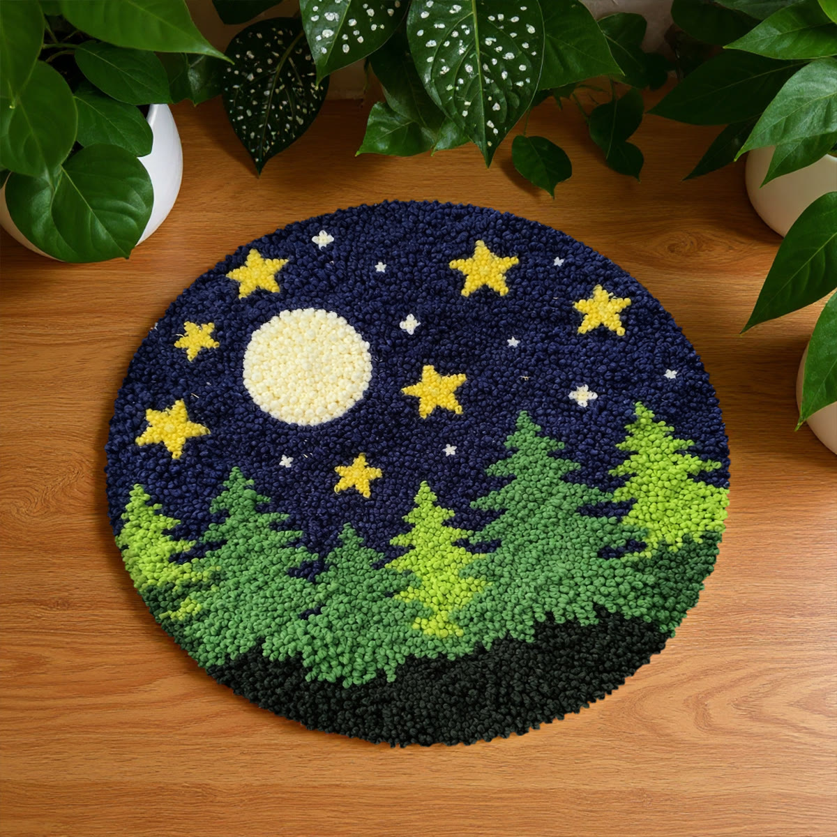 Rubbyoo Latch Hook Rug Kit - Good Night | Bedroom Tufted  Rug | Diy Handmade Craft - 48×48cm - image 1