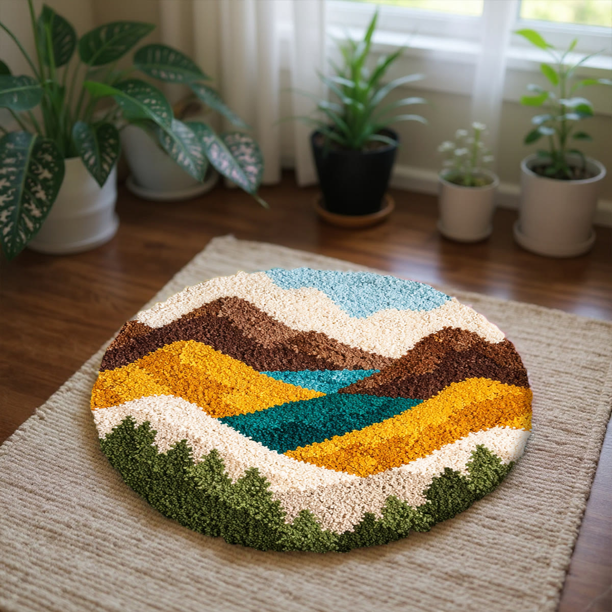 Rubbyoo Latch Hook Rug Kit - Mountain Hills | Landscape Door Mat | Creative Yarn Craft - image 3