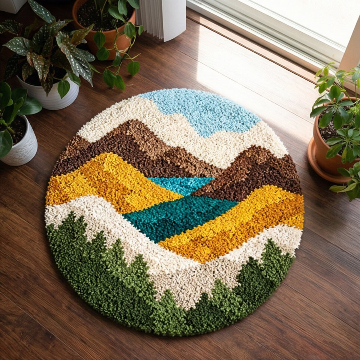 Rubbyoo Latch Hook Rug Kit - Mountain Hills | Landscape Door Mat | Creative Yarn Craft - image 2