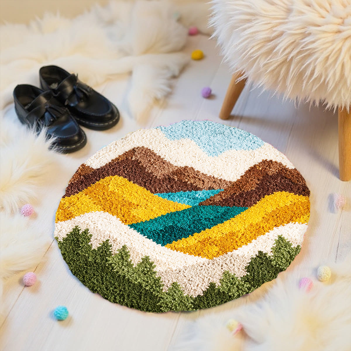 Rubbyoo Latch Hook Rug Kit - Mountain Hills | Landscape Door Mat | Creative Yarn Craft - image 4