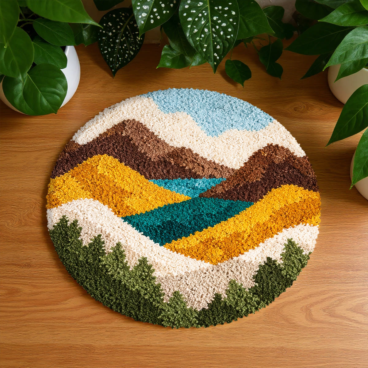 Rubbyoo Latch Hook Rug Kit - Mountain Hills | Landscape Door Mat | Creative Yarn Craft - image 1