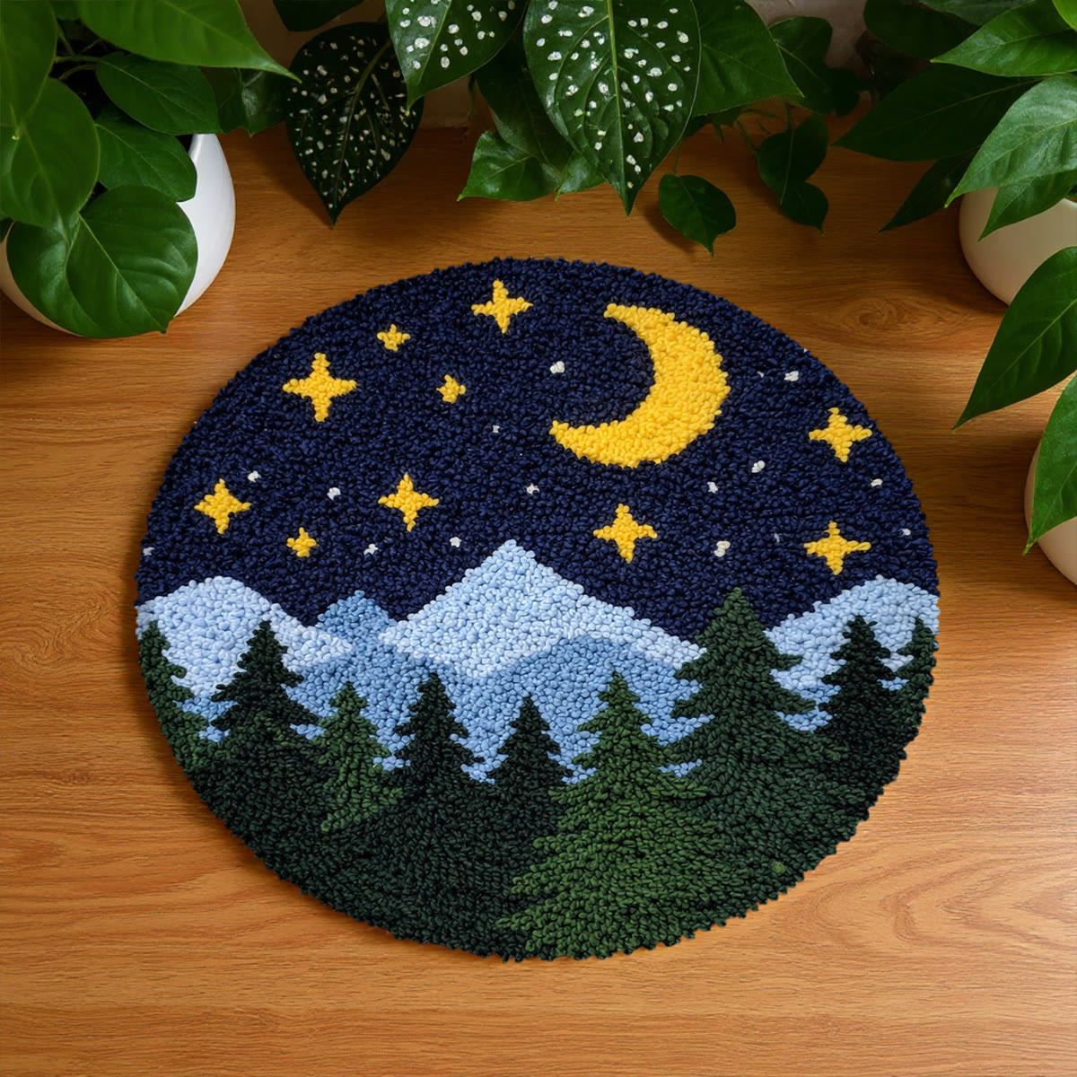 Rubbyoo Latch Hook Rug Kit - Night With Twinkling Stars | Creative Handmade Art | Suitable Craft For Beginner  - 48×48cm - image 1