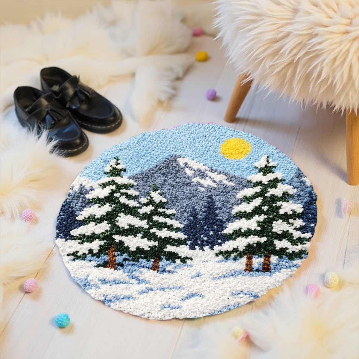 Rubbyoo Latch Hook Rug Kit - Winter View | Handmade Door Mat | diy housewarming craft - image 4