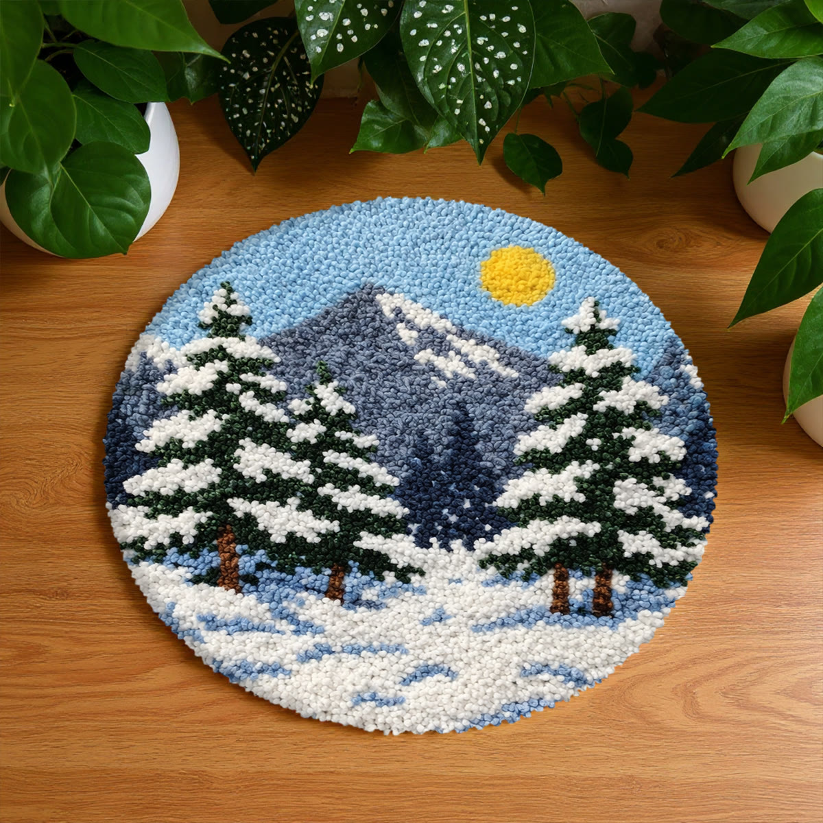 Rubbyoo Latch Hook Rug Kit - Winter View | Handmade Door Mat | diy housewarming craft - 48×48cm - image 1