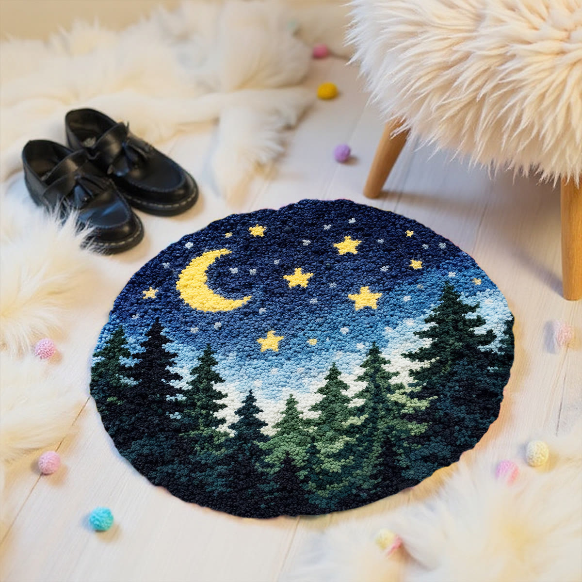 Rubbyoo Latch Hook Rug Kit - Shimmering Forest | Diy Landscape Craft | Bathroom Floor Mat - image 5