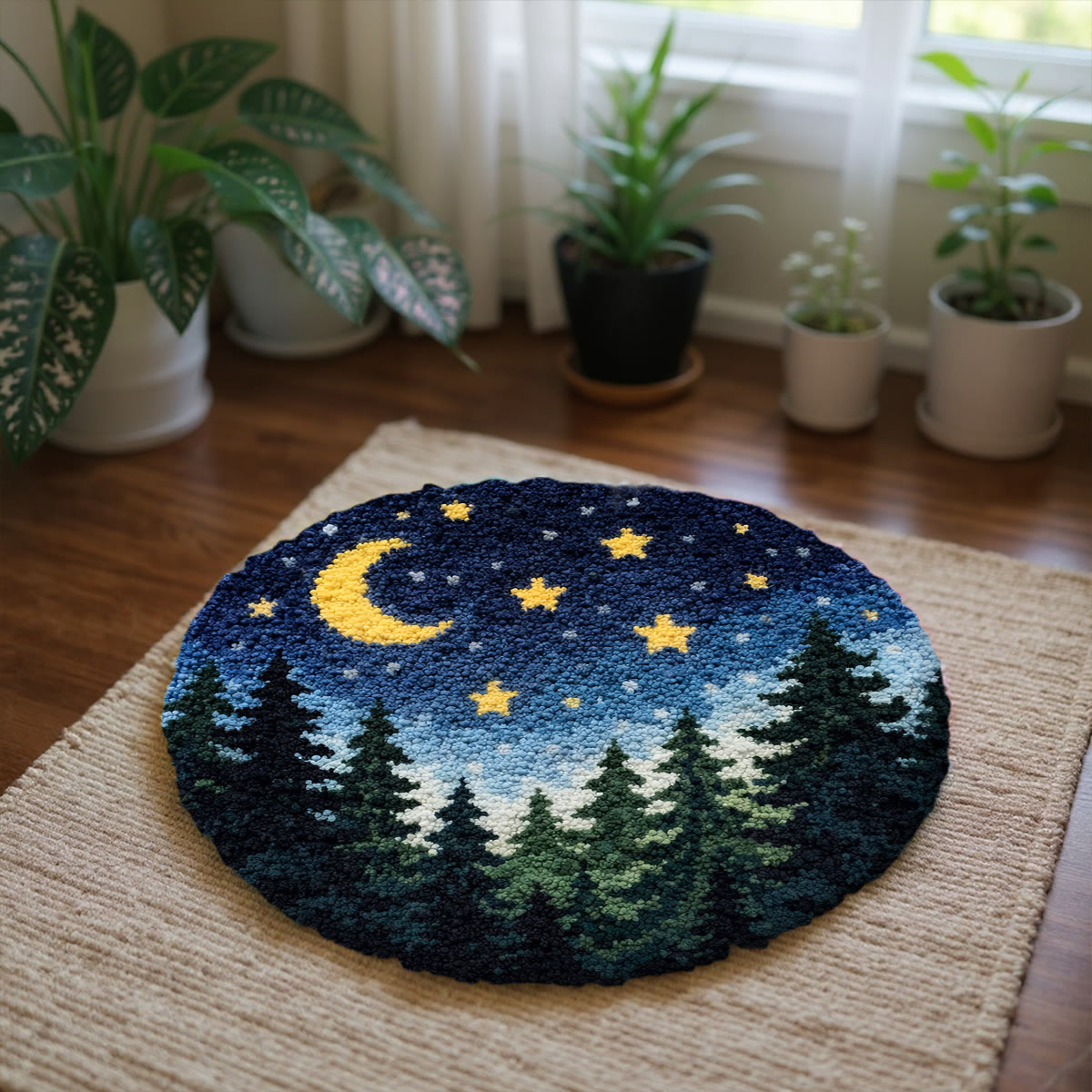 Rubbyoo Latch Hook Rug Kit - Shimmering Forest | Diy Landscape Craft | Bathroom Floor Mat - image 4