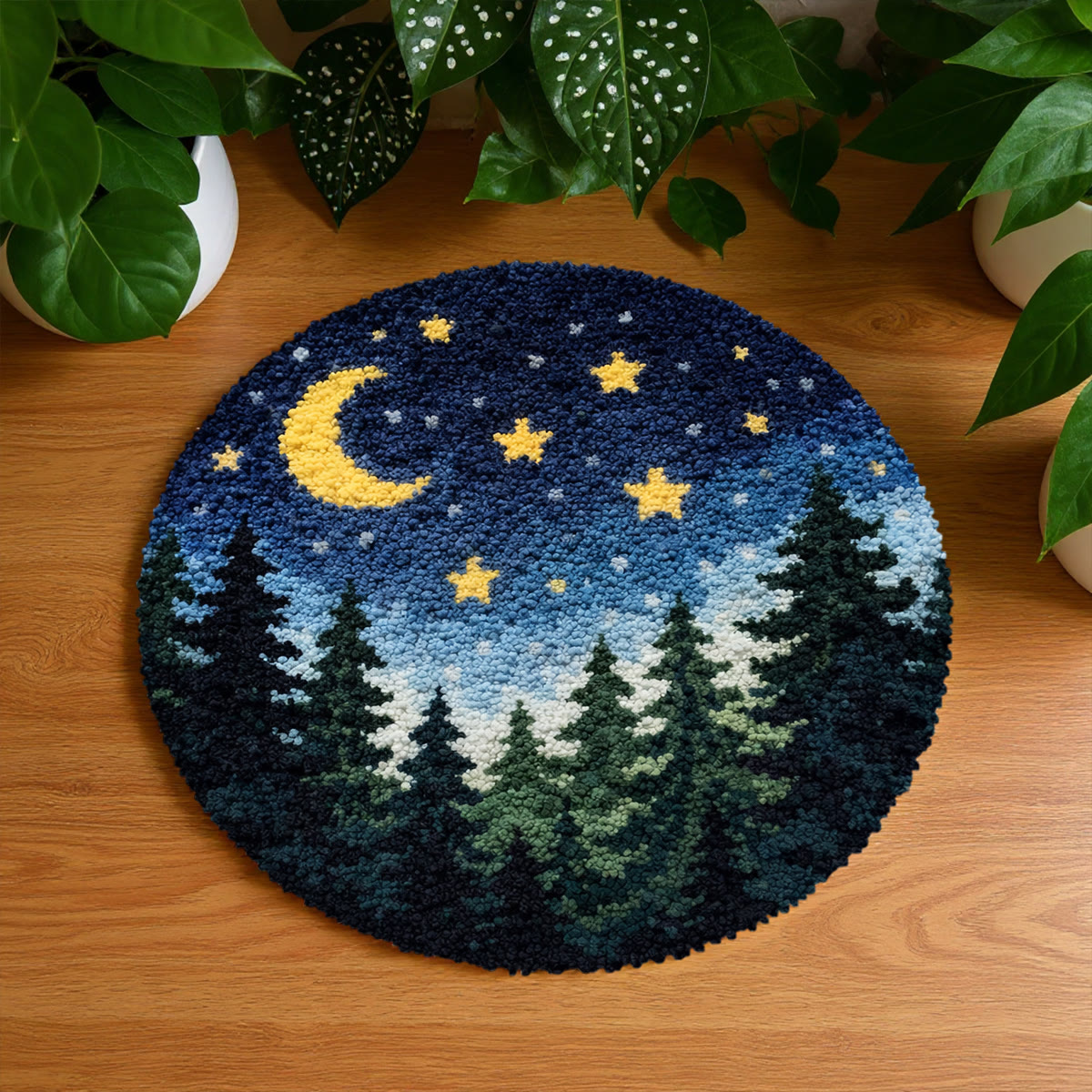 Rubbyoo Latch Hook Rug Kit - Shimmering Forest | Diy Landscape Craft | Bathroom Floor Mat - 48×48cm - image 1