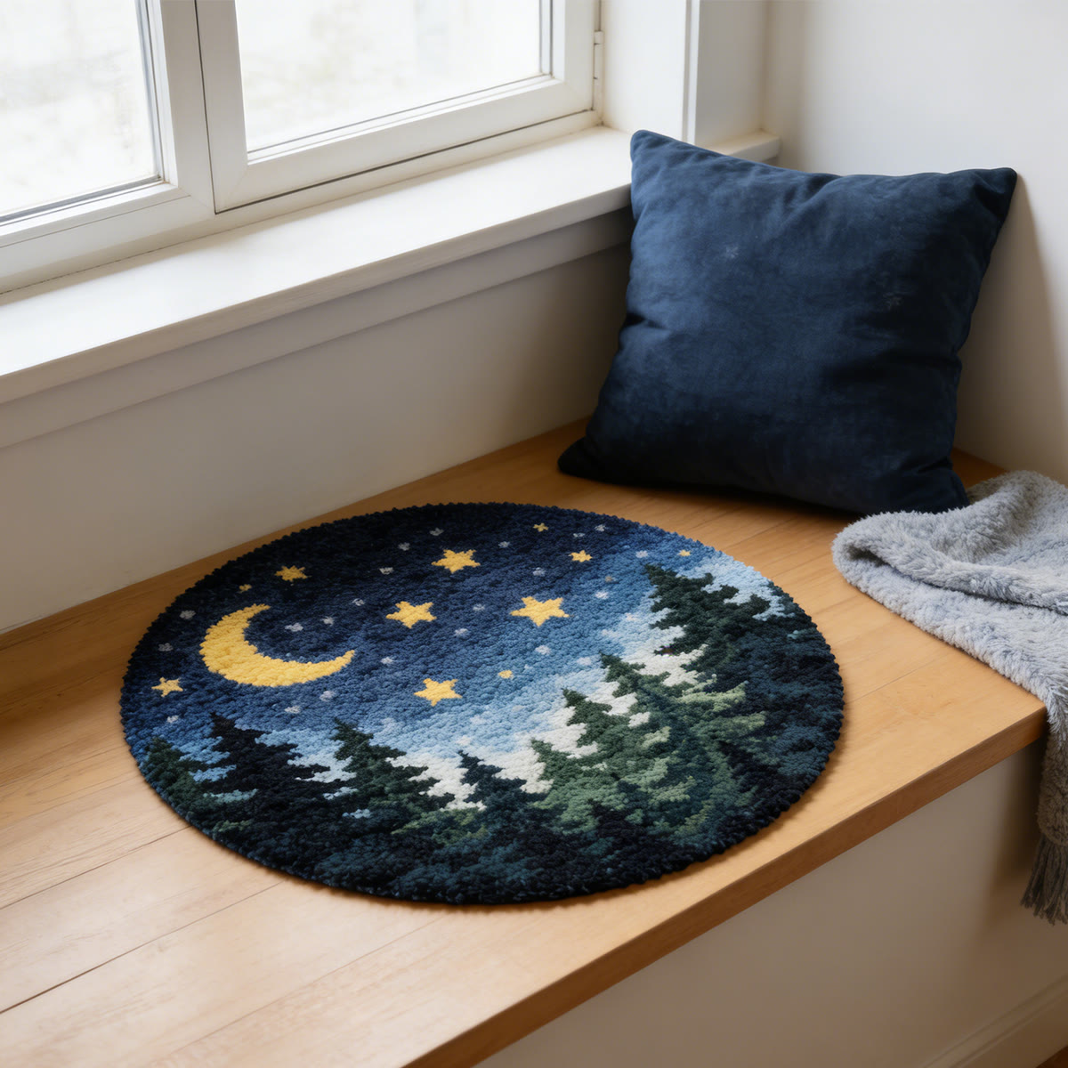 Rubbyoo Latch Hook Rug Kit - Shimmering Forest | Diy Landscape Craft | Bathroom Floor Mat - image 3