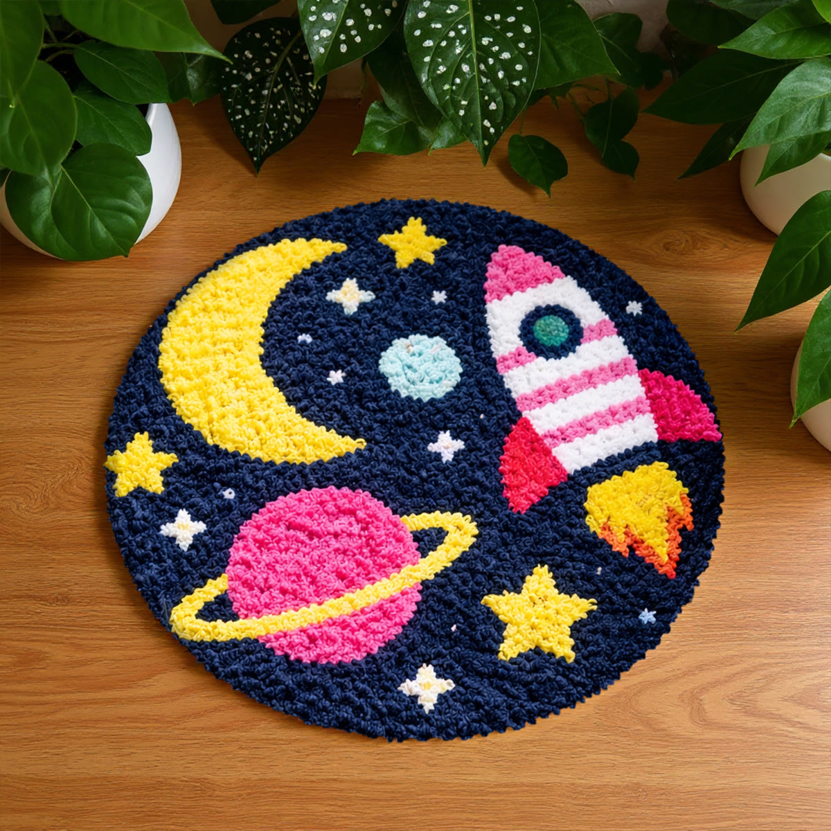 Rubbyoo Latch Hook Rug Kit - Universe | Carpet For Living Room | Diy Nursery Mat - 48×48cm - image 1