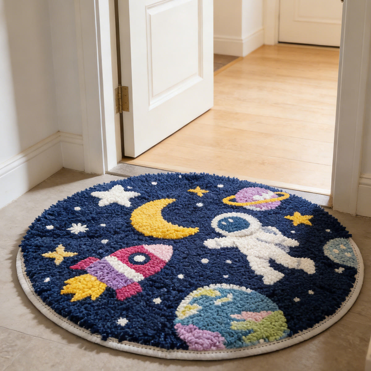 Rubbyoo Latch Hook Rug Kit - Astronaut Space | Diy Planet Carpet | Unique Handmade Craft  - image 3