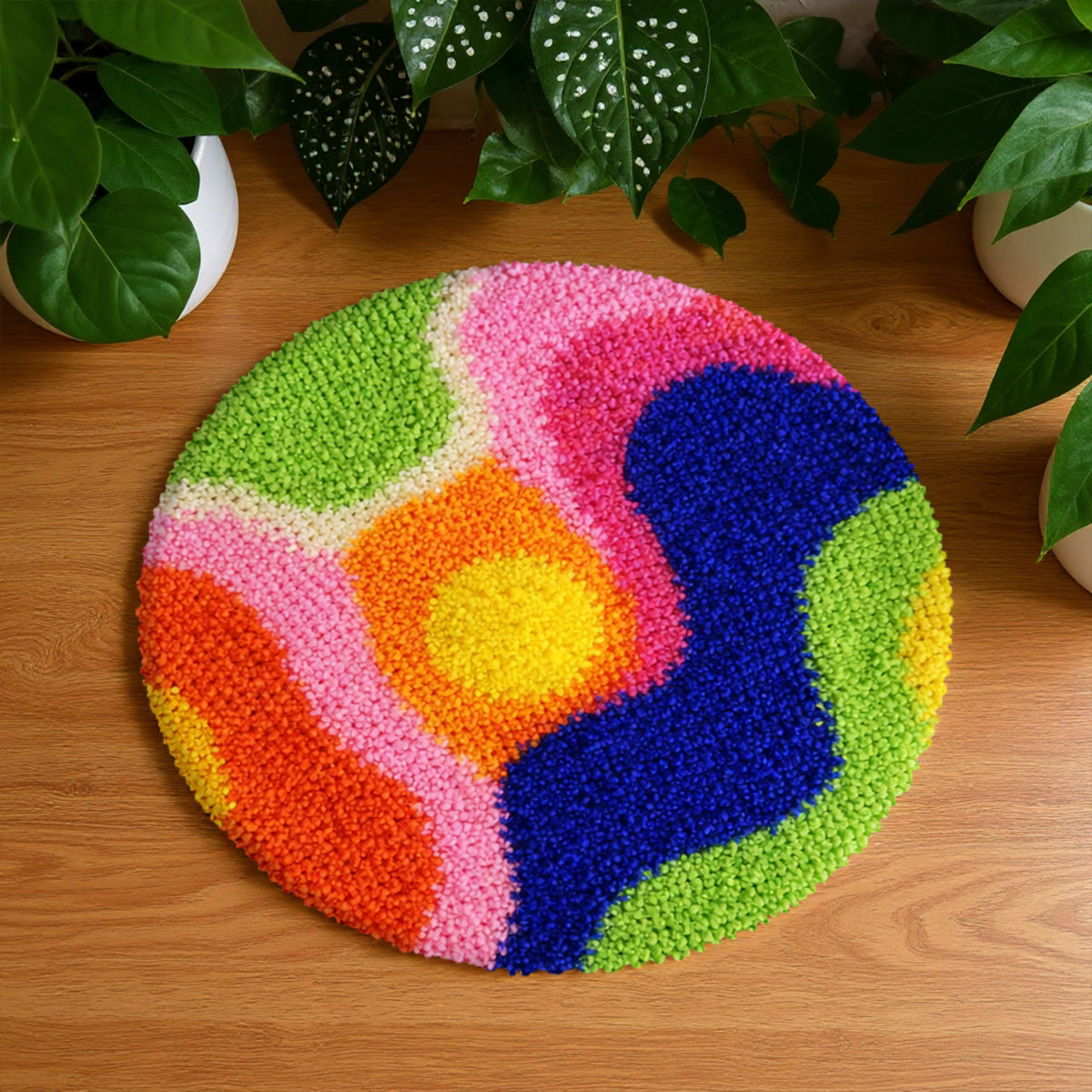 Rubbyoo Latch Hook Rug Kit - Colourful Design | Handmade  Room Decor | Special Gift For Friend - 48×48cm - image 1
