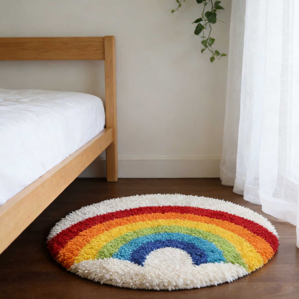 Rubbyoo Latch Hook Rug Kit - Vivid Rainbow | Easy Handicraft For Starter | Decor For Bathroom - image 3